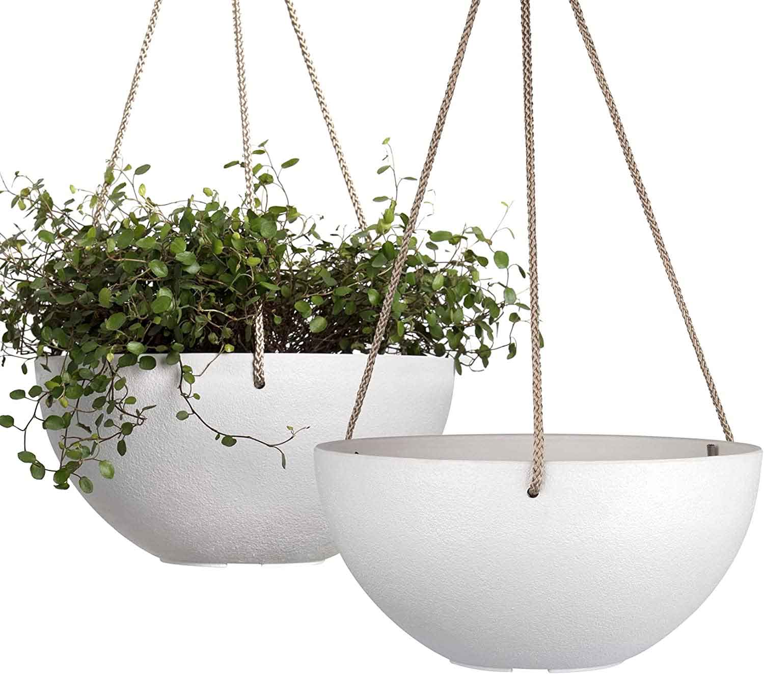 Two White Hanging Planters