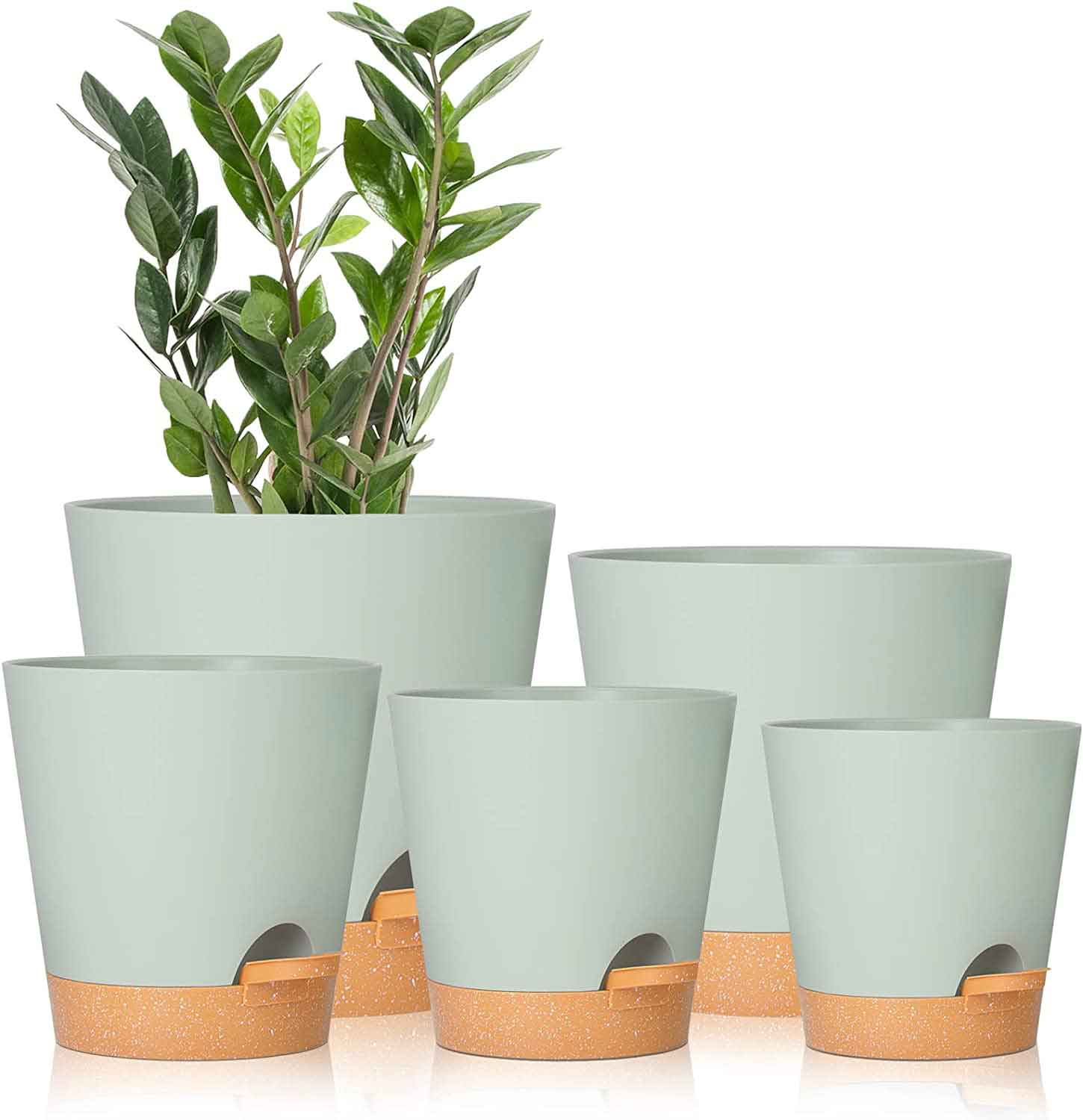 Set of Five Self-Watering Planter Pots