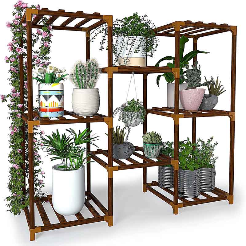 Plant Stand Shelf Made of Eucalyptus Wood